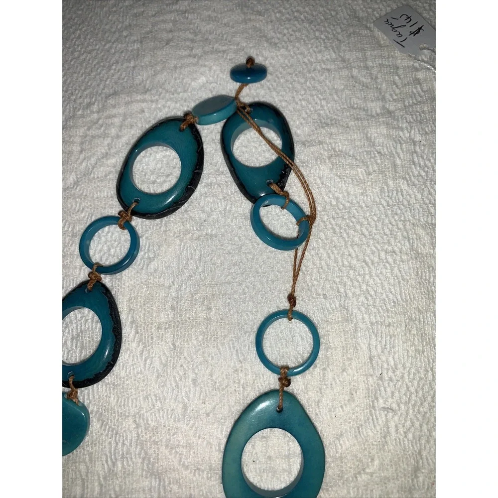 Tagua Nut 3 Necklace Lot‎ ~ Blue Green Red Orange Turquoise Figures